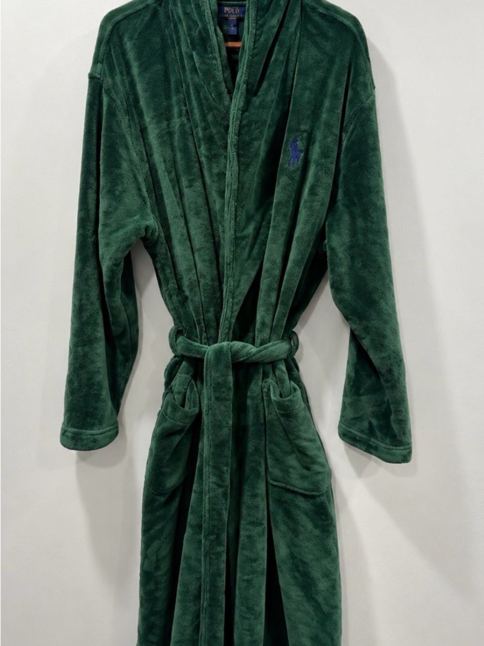 Polo by Ralph Lauren Deep Green Plush Shawl-Collar Bath Robe